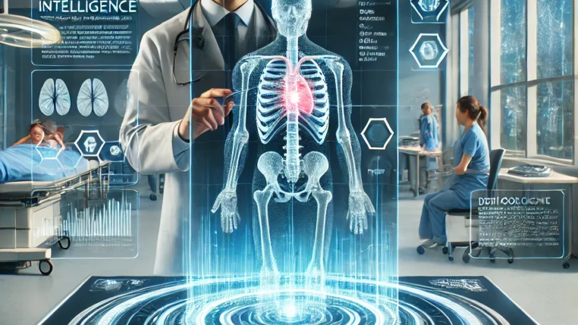 Yapay zeka destekli sağlık taramaları yapan bir sistemin görüntüsü